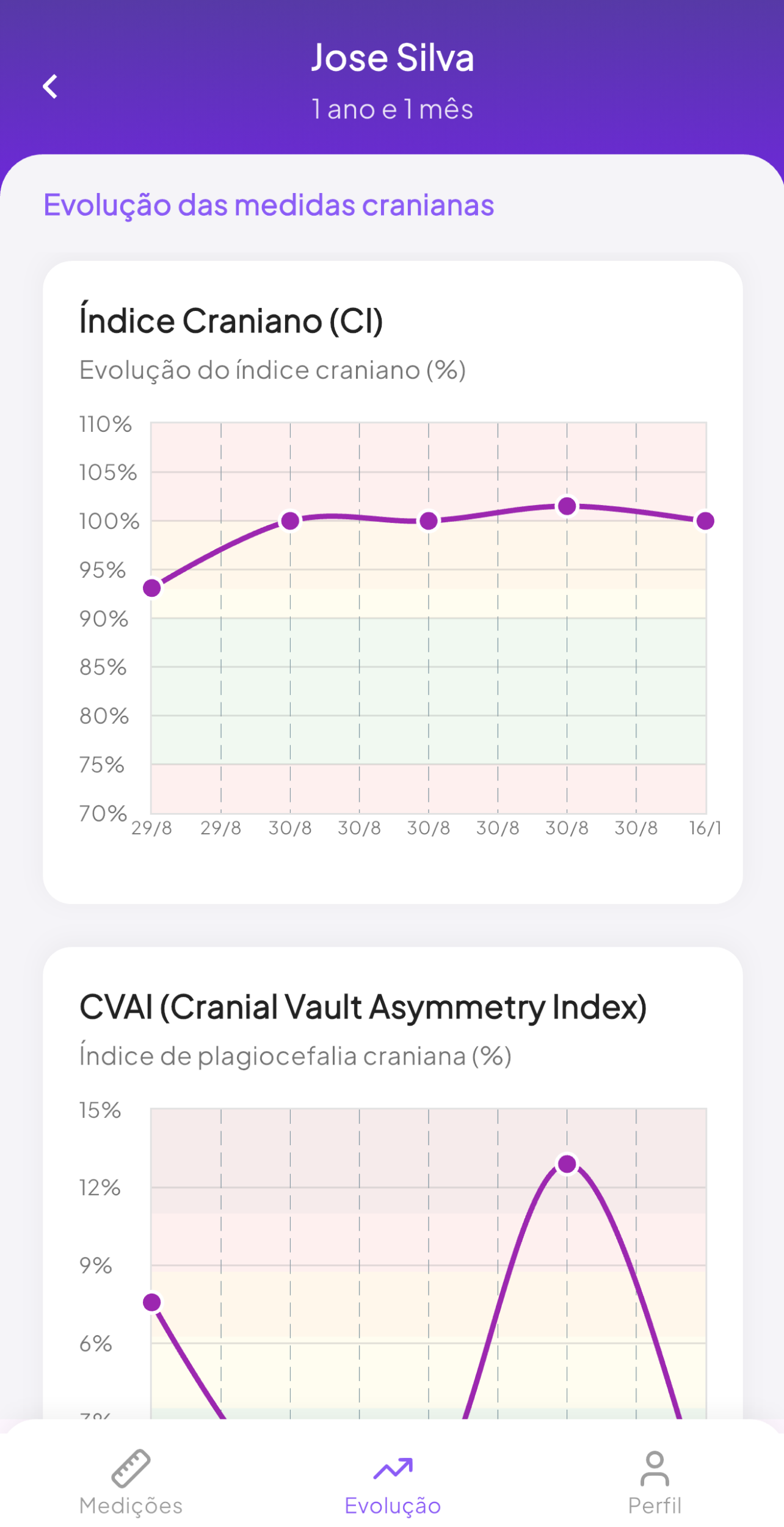 Gráficos de evolução