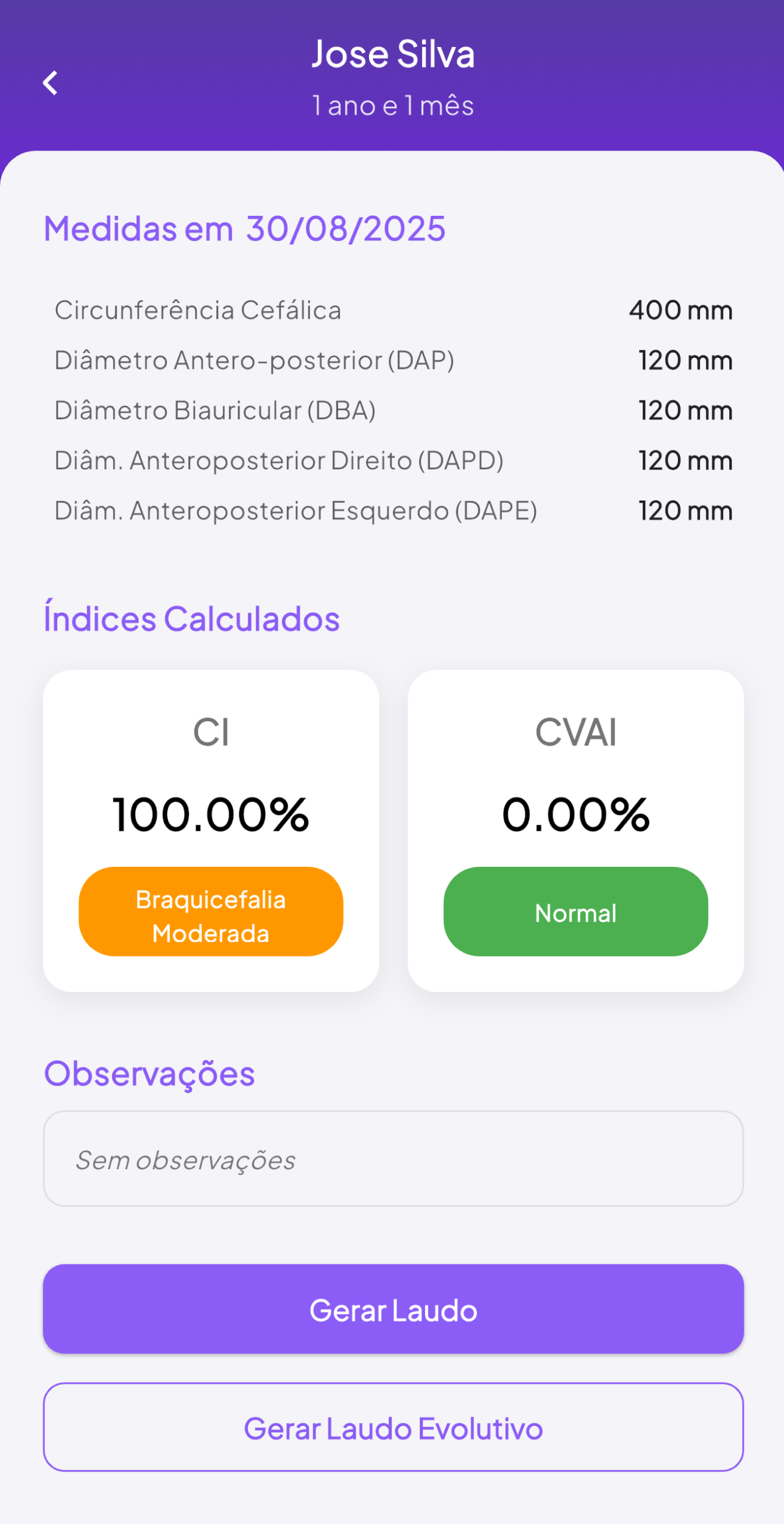 Detalhes da medição